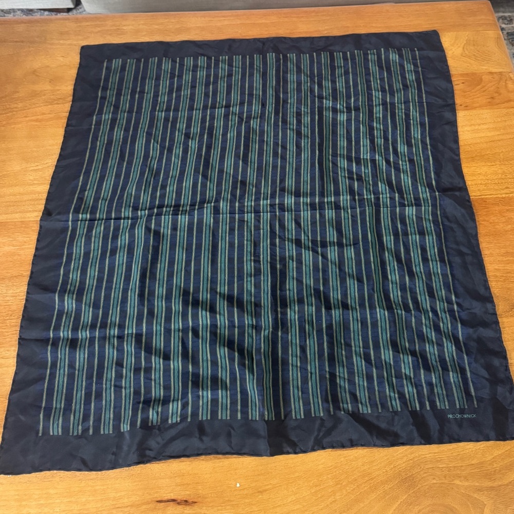 Prochownick triped Silk Pocket Square - Navy & Teal